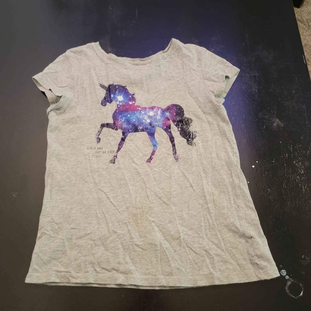 Clothes GAP Girls Shirt Unicorn Kids Gray Size XL